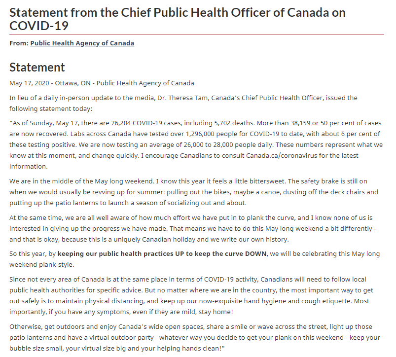CBCAlerts's tweet photo. Chief Public Health Officer Dr. Theresa Tam says in a statement that more than 50% of COVID-19 cases in Canada have now recovered. She urges Canadians to 'keep your bubble size small, your virtual size big and your helping hands clean.' https://t.co/bdHeE44hgk