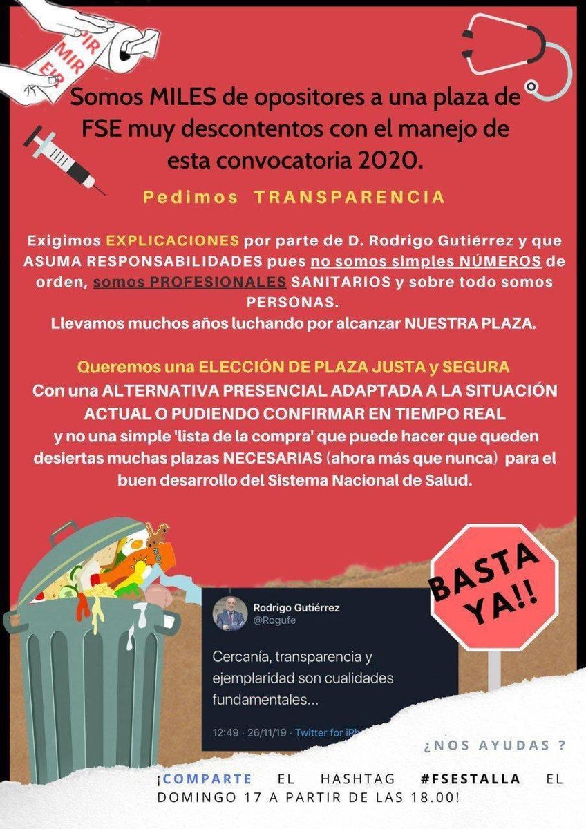 LauraHdezp's tweet photo. #FSEstalla @sanidadgob ¡NO NOS CALLARÁN! EXIGIMOS VOZ Y VOTO EN NUESTRO FUTURO PROFESIONAL, TODAS LAS GARANTIAS Y RESPONSABILIDADES. #Bastaya #2MIR20 @Rogufe @salvadorilla @sanchezcastejon @MUDmedicos @cesm_sindicatos @amytsmedicos @MdcnCabreada @mlalanda @juliomayol #FSEnLucha https://t.co/UeSqJMKXLZ