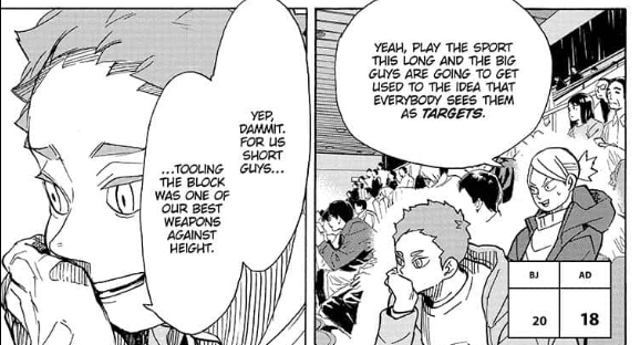 haikyuu 393

Nakashima takeru...someone who uses block outs as his main weapon to fight in the air, but ultimately was unable to fly and ended up as the libero. Seeing hoshiumi counter the dodge must've been so satisfying for him ? 