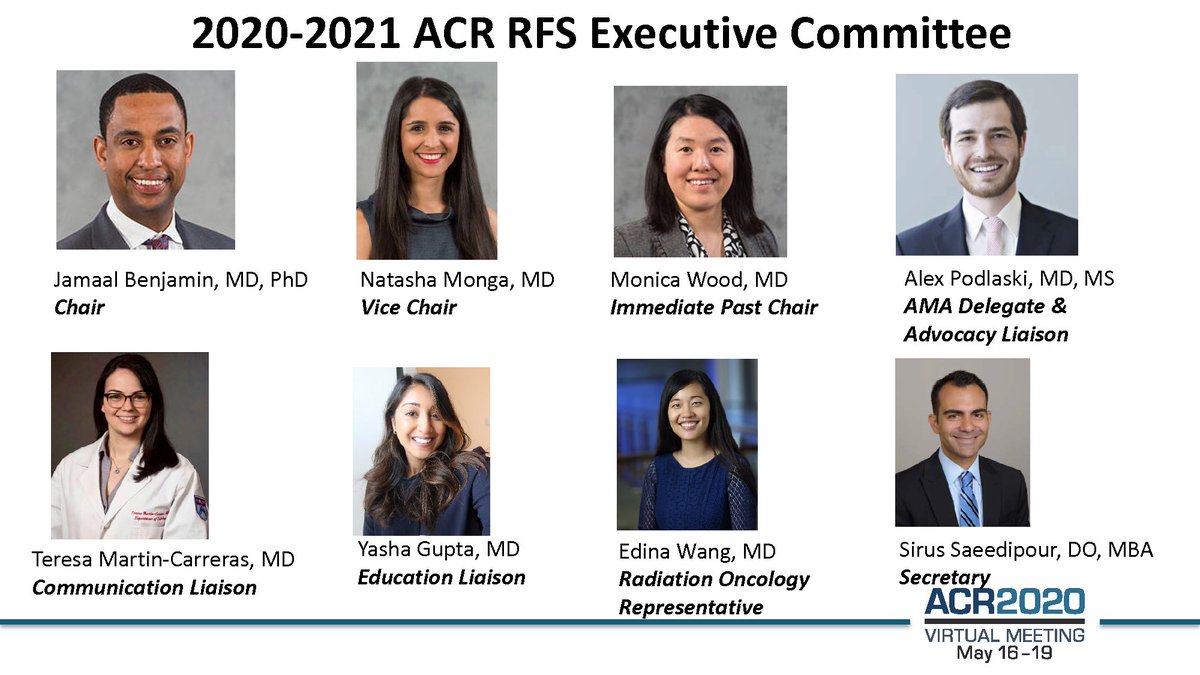 monicajwood's tweet photo. Thrilled to introduce your new 2020-21 @ACRRFS executive and nominating committees! Looking forward to working with you all in the coming year! 
Congratulations #RadRes #RadLeaders #Radvocacy @RadiologyACR @ACRRAN
@NatashaMongaMD @EdinaWangMD @sirus_s https://t.co/C5FvZDJ1jK