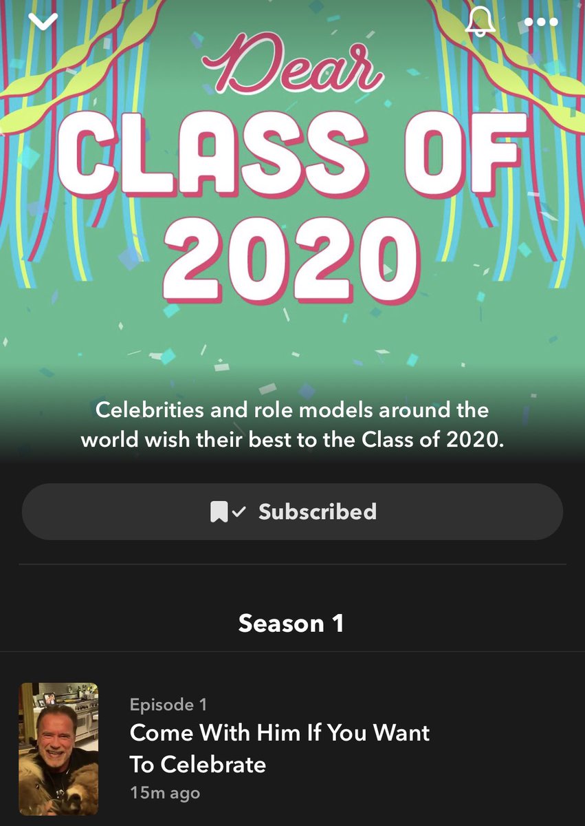 Congratulations to the Class of 2020. I was honored to kick off <a href="/Snapchat/">Snapchat</a>’s commencement week. I hope hearing about one of my obstacles gives you some strength to face your obstacles: snapchat.com/discover/Dear_…