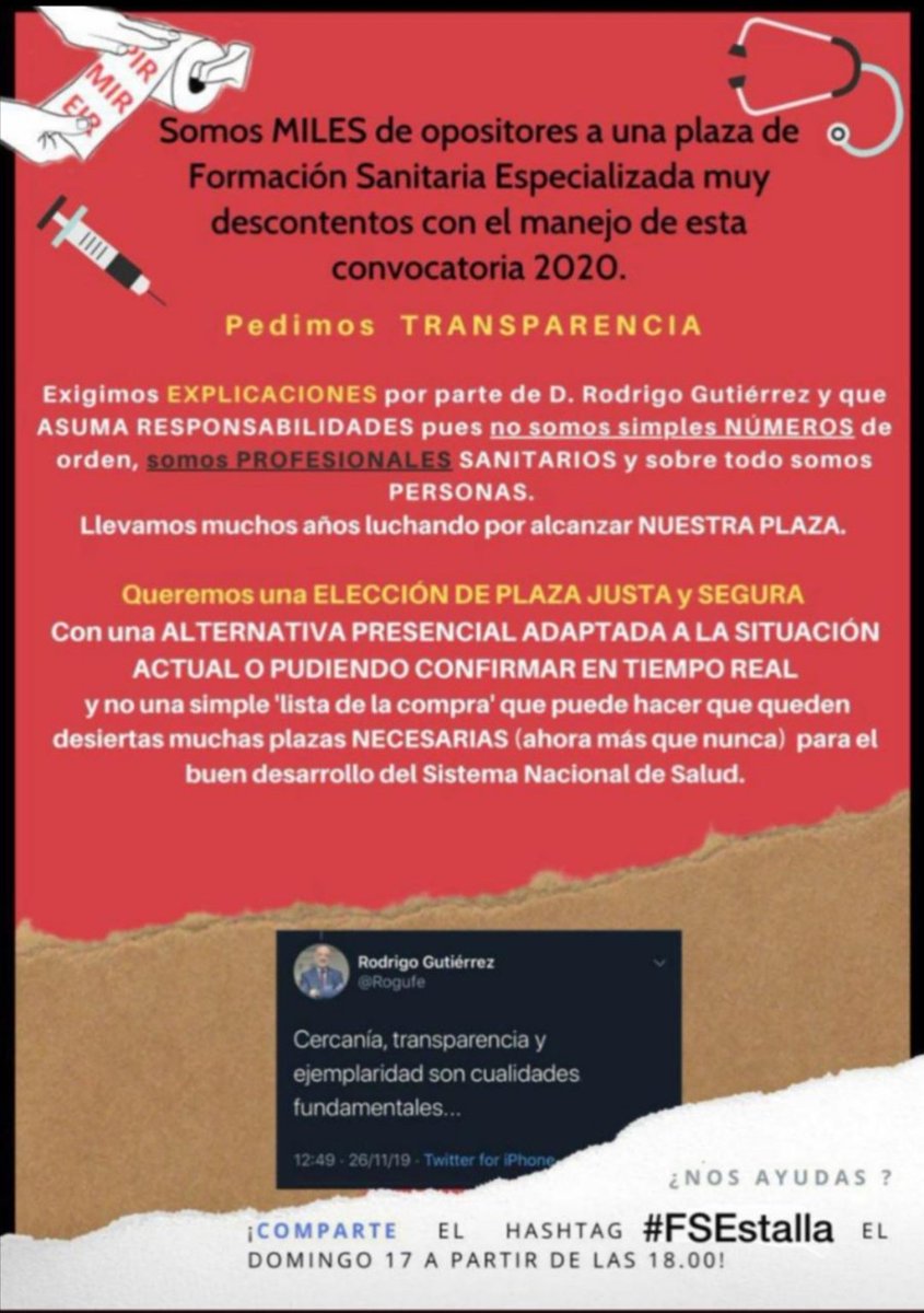 AnaAldazAcin's tweet photo. #FSEstalla #FSEnLlamas #fseenlucha #MIR2020 #MIR2020conGARANTIAS @salvadorilla @sanidadgob https://t.co/FOmoNCZmfp
