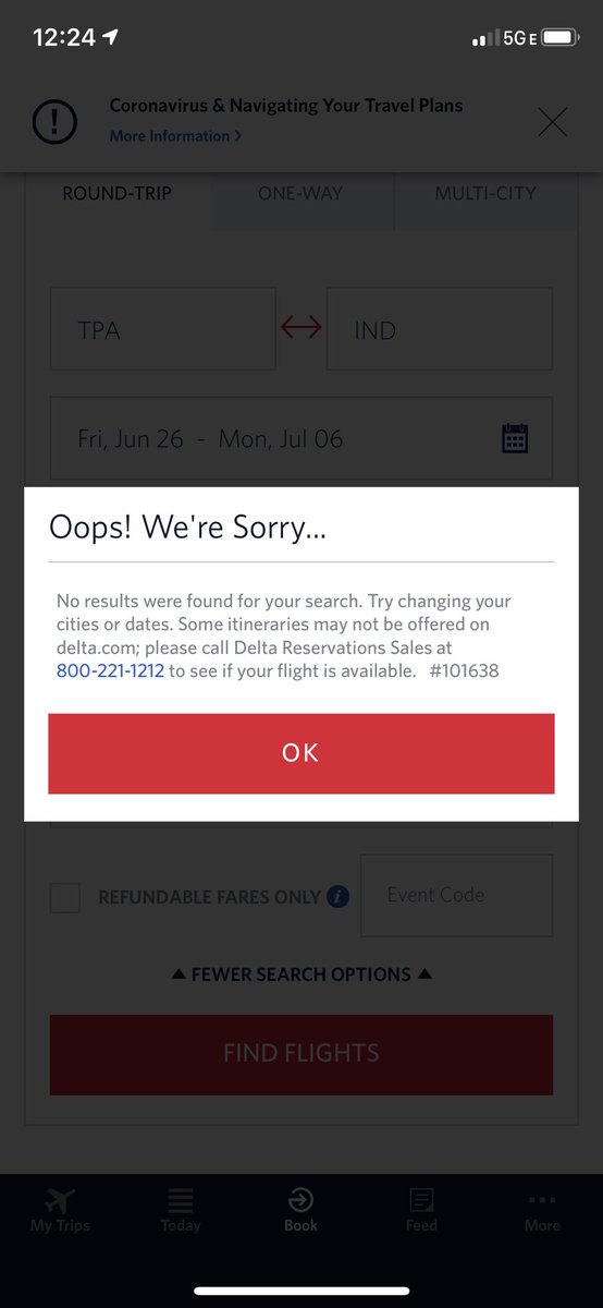 ⁦<a href="/Delta/">Delta</a>⁩ Can’t book any travel for end of Jun/July TPA-IND. About to book SWA. Don’t make me do it...