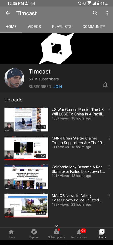 JoseMarioAQ's tweet photo. @Timcast Wow I watched the vid the second I got the notification. I just went back to check on it and BAM! Gone. Still shows up in my history though. https://t.co/OZvynYPvYq