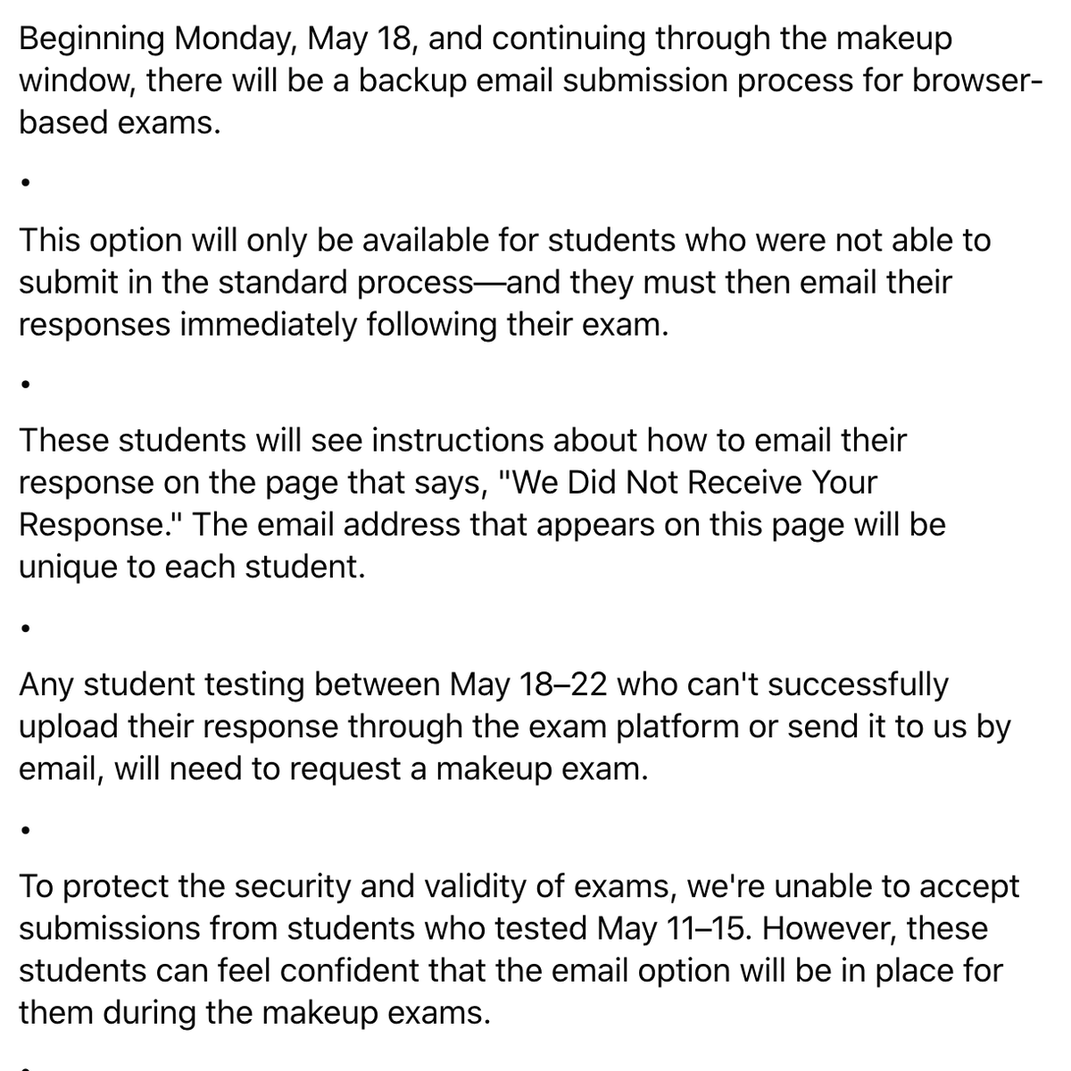 HookedonJohnics's tweet photo. BREAKING NEWS: @CollegeBoard has created a backup option of accepting email responses of #APExams during this coming week. (This option does not work for last week's exams, unfortunately.) https://t.co/xUh4MYyvKd