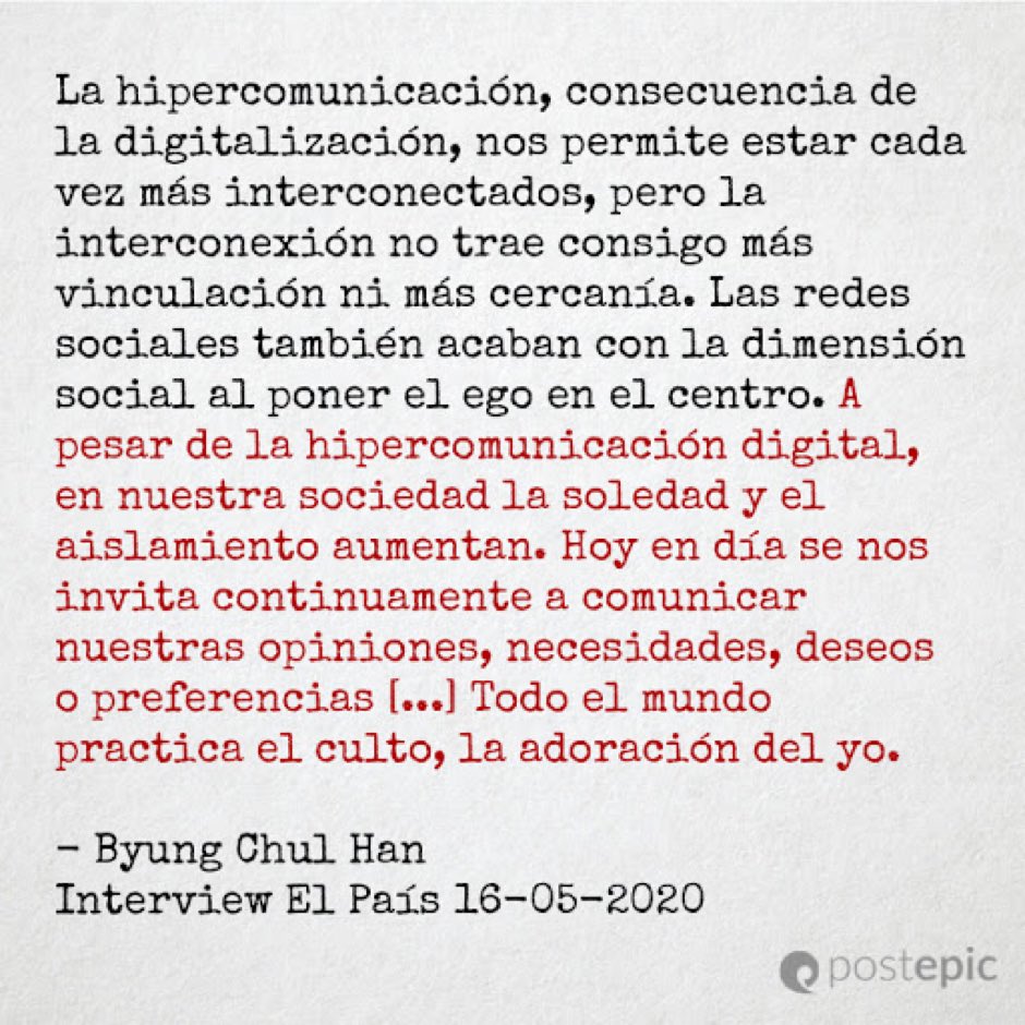 VicentEstruch's tweet photo. Siempre recomendable Byung Chul Han. Gracias ⁦@el_pais⁩ https://t.co/p8nE6yxZ3Z