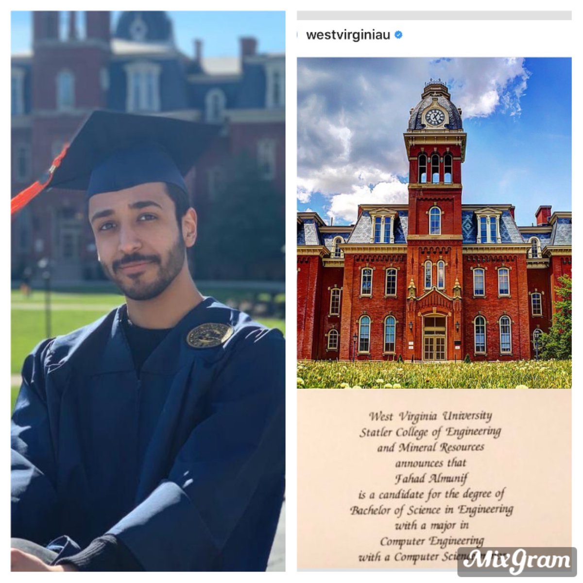 munifaa's tweet photo. #WVU20 #WVUgrad@FaAlmunif
Congratulations on your graduation 👨🎓 son and thank you for the happy and joy, memories you made for the family. May 16-2020 is unforgettable day in my life.
Best wishes https://t.co/dXA9e2A66r