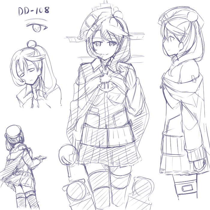 艦これお絵描きの合間に気分転換でちょこちょこと #護衛艦擬人化 のほうも描いていて、今後にむけていま検討しているものも含めて4点ほど 