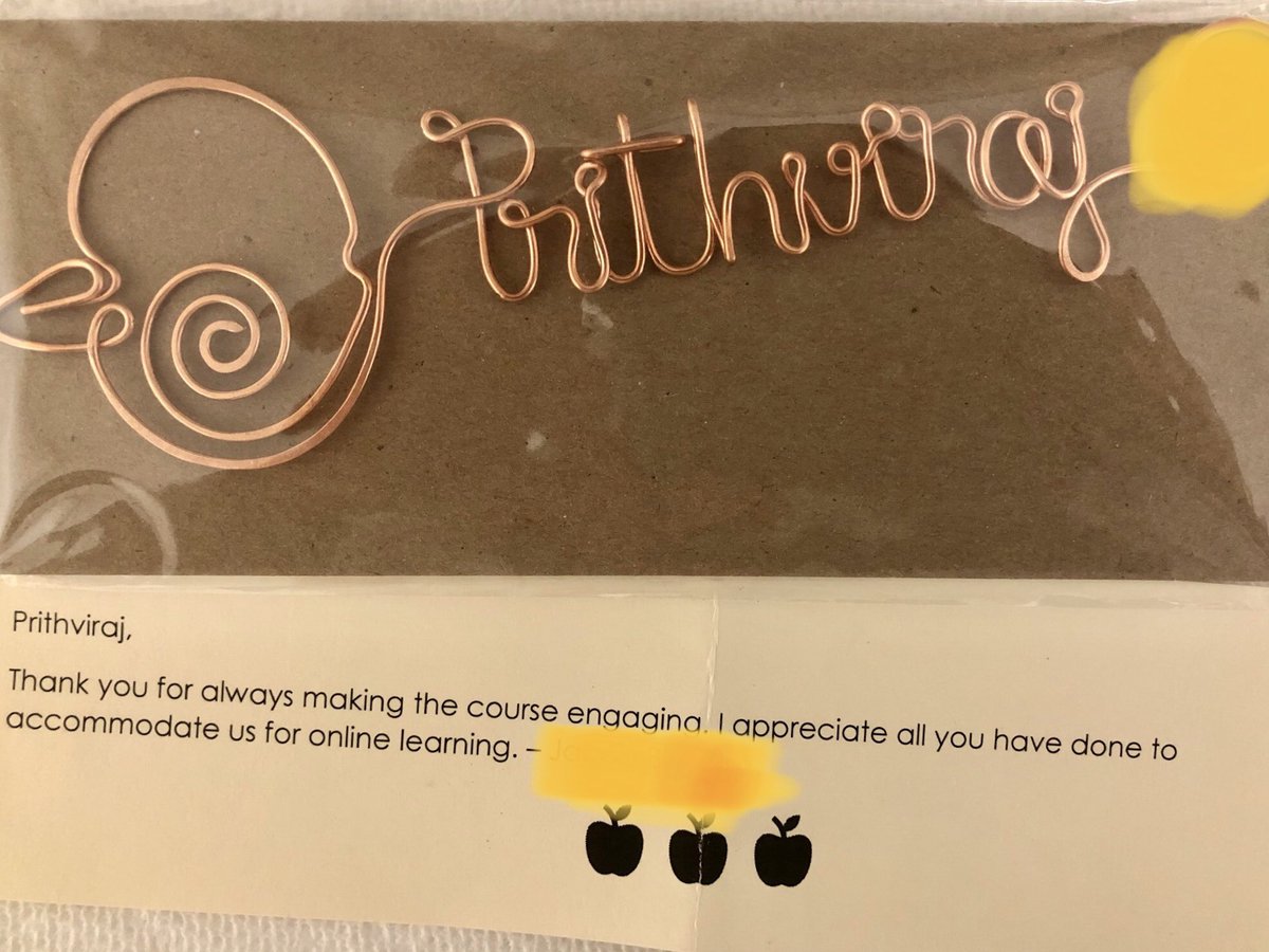 prithvirajL's tweet photo. I got this from one of the students I taught this past semester. Feels good! 🙏 https://t.co/AWdyMzB7ot