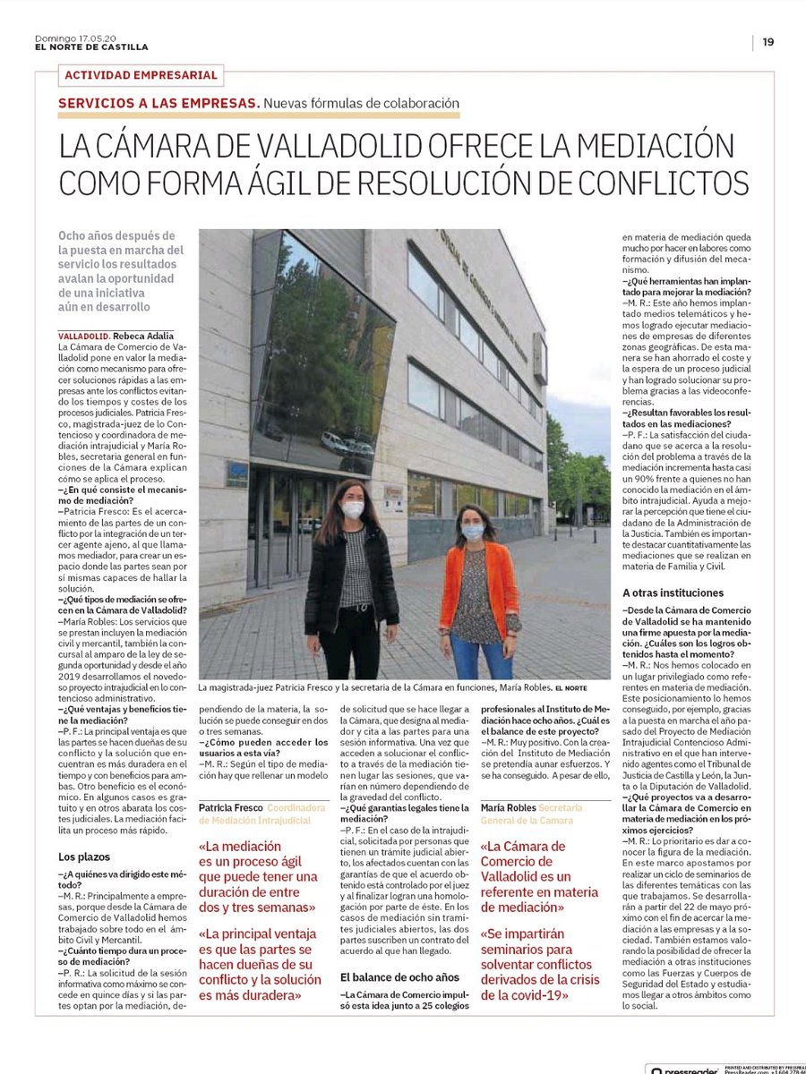camarascyl's tweet photo. #Mediación como alternativa judicial ágil y económica. Lo explica perfectamente #mariarobles sec.gral de @cam_valladolid vía @nortecastilla 👇👇 #empresas #Valladolid https://t.co/3cBXHFrT4s