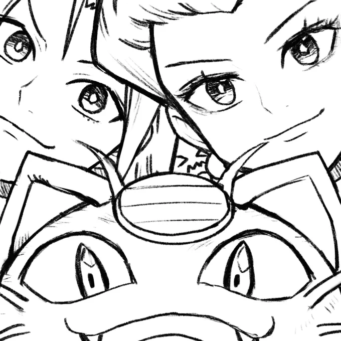 タグ遊びにお誘いいただいて、ロケット団の下書きしてspさんの下絵を線画化してえみちゃんさんの元絵を塗りましたー
三枚描きあげたようなお得気分☺︎ https://t.co/CQEiqP3iKy 