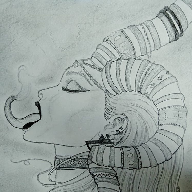 Folkine_'s tweet photo. #maghlever Demon-Electrique-Royauté. A partir d'un modèle, au bout de 3h de dessin. J'ai laissé tombé le thème électrique. Elle est trop belle comme ça :D Je suis contente de moi. https://t.co/ZnuAOpu1IQ