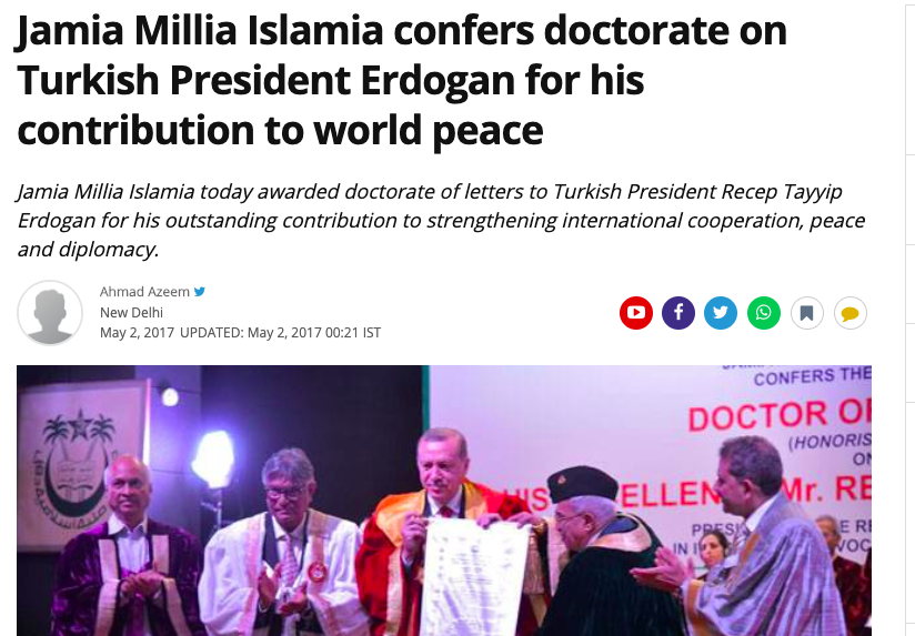 CeterisParish's tweet photo. This Jihadi outfit Students' Islamic Organisation (SIO) lobbied with Turkish Embassy in Delhi to get anti-India #Erdogan awarded an honorary doctorate by #JamiaMilia
Turkey's aid agency TİKA is used as a cover by Turkey to fund SIO pushing #IslamicSeparatism in India https://t.co/dfTXiuFB8x