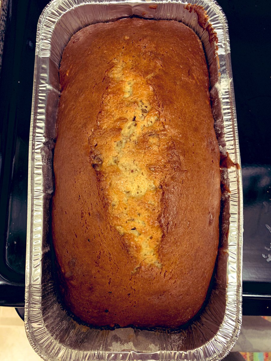 KandR5's tweet photo. I did it! Finally made the notorious @chrissyteigen banana bread!! No coconut &amp; added walnuts..it’s delicious 🤤🤤 https://t.co/yqvFFRjx9I