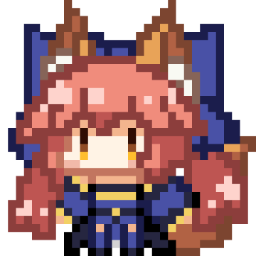 キャスター(Fate/EXTRA) 「ドット絵になったまもちゃん #今日のちび玉藻ちゃん 」|まりまりも🟢のイラスト