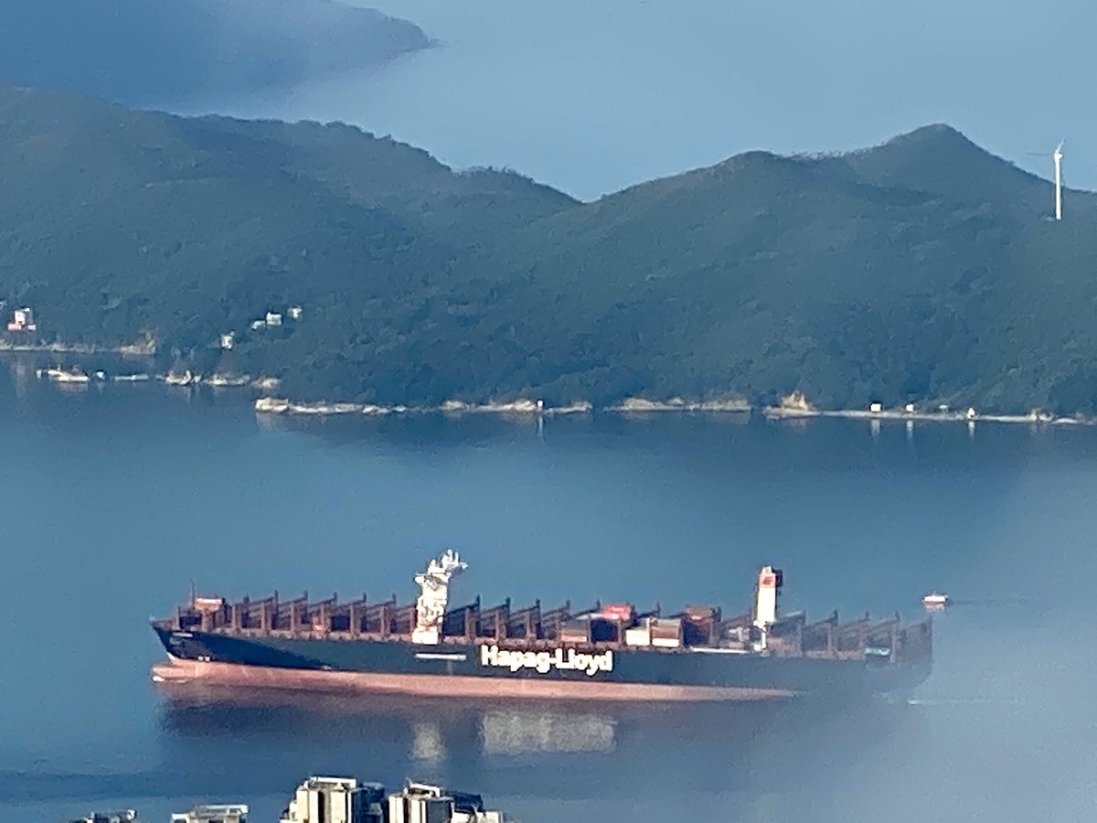it hurts seeing a Hapag-Lloyd vessel with just a handful of containers cruising between Hong Kong Island and Lamma Island