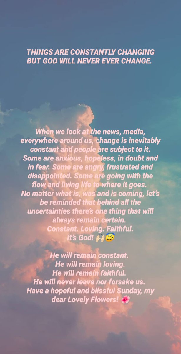 MNL48RuthFever's tweet photo. THINGS ARE CONSTANTLY CHANGING BUT GOD WILL NEVER EVER CHANGE.

Constant. Loving. Faithful.
It’s God! 🙌🏻😇

[Instagram story post]
[MNL48 MNL48Ruth Ruth]
#MNL48 #MNL48Ruth #tRUTHfulWords

https://t.co/aOopgtEzUp https://t.co/MTlo48PYhv