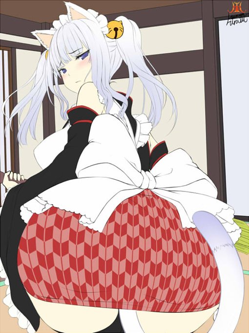 白猫座敷わらし娘(term46)ラフ制作中～。

#オリジナル  #Kemomimi 