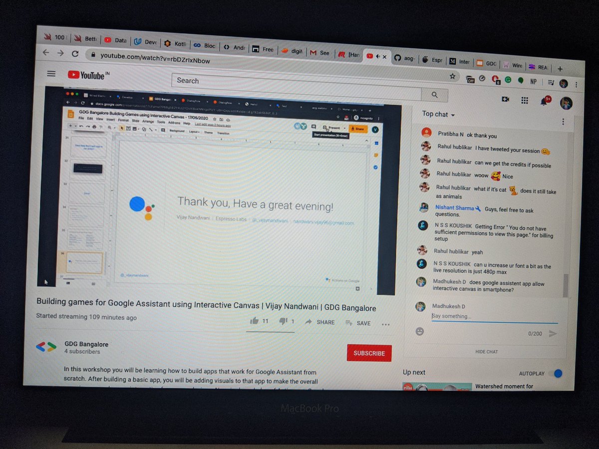 MadhukeshD's tweet image. Thanks for amazing session on Google assistant @_vijaynandwani @GDGBLR 
#GDGBLR #GoogleAssistent
@ActionsOnGoogle