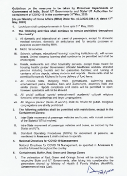 ndtv's tweet photo. Revised guidelines by Home Ministry for the fourth phase of #COVID19Lockdown till May 31. https://t.co/NWWaNLW1sM