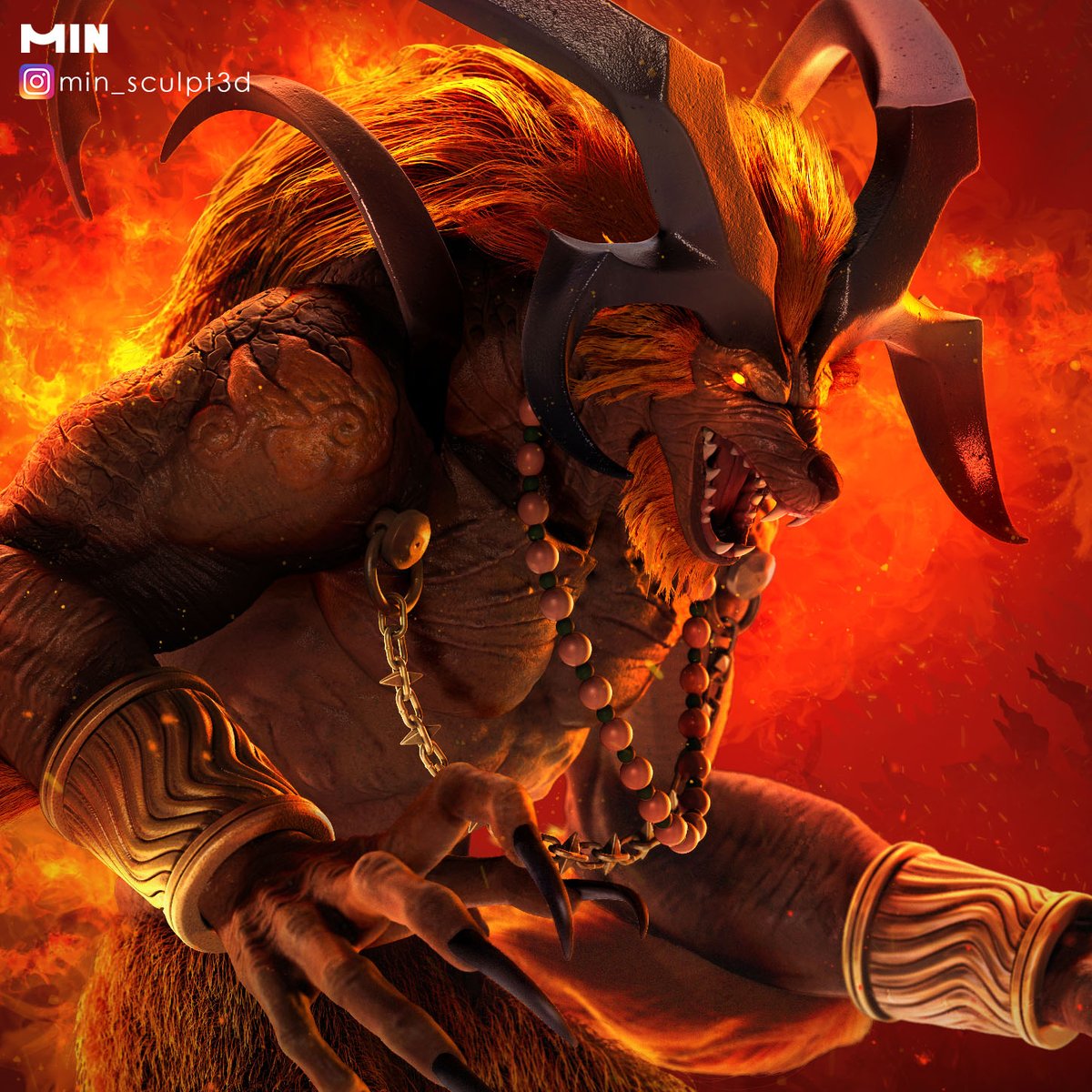 SimMinKian's tweet photo. Personal work update! FFX IFrit Fan Art 
https://t.co/Q7jqrgbaZc

#zbrushart #zbrush #zbrushsculpt #ffx #ffxfanart #ifrit #FinalFantasyX #finalfantasyfanart #creatureart #3dcharacter #3dcharactermodeling #sculpt #fantasycreature #fantasyartwork #monsterart #ArtStationHQ https://t.co/X3yYY5yYm2