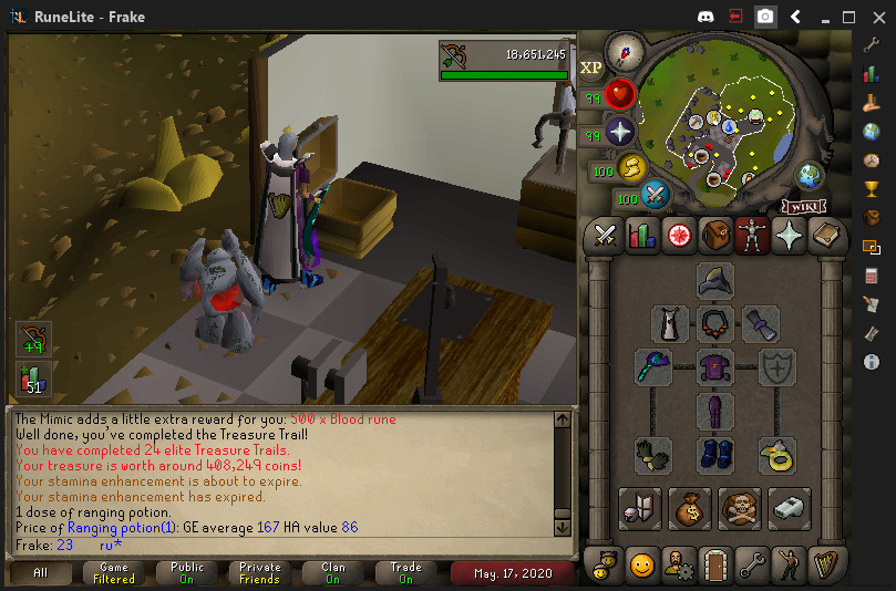 FrakeOSRS's tweet image. Got first Mimic kill so music cape is back on!