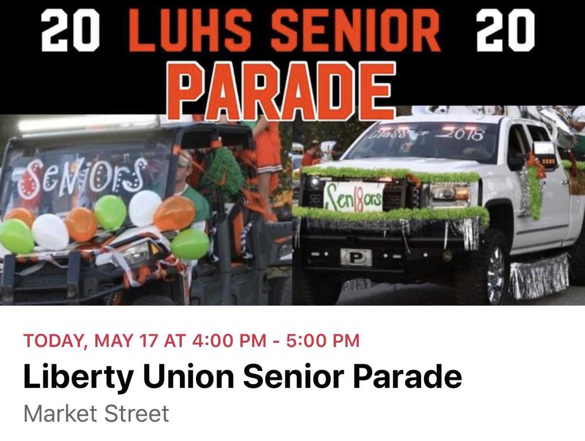 NLewellen's tweet photo. Hope to see you at the senior parade today. 4:00 along Market Street. https://t.co/6YPilfPVyw