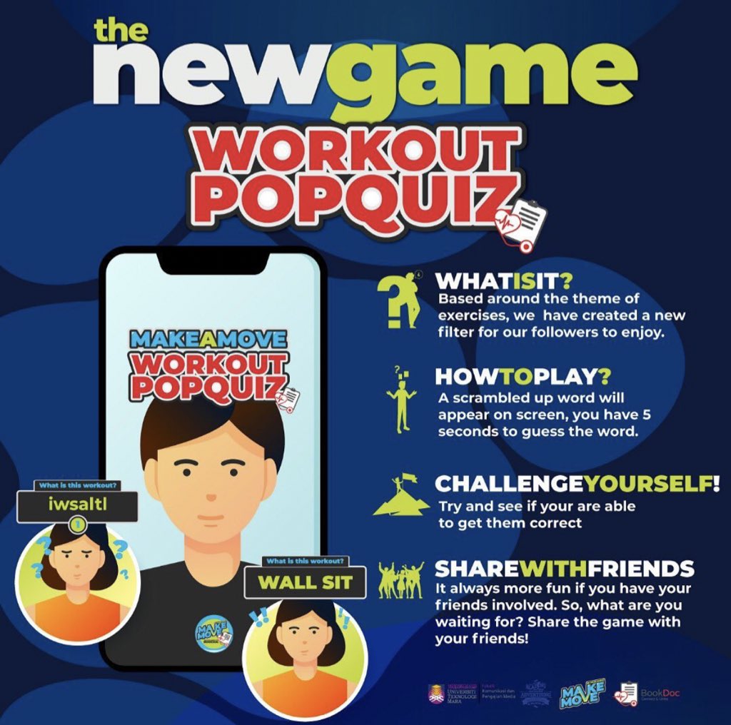 mMakeAMove's tweet photo. Tired of speaking gibberish? Let’s try the newest version of pop quiz using our Instagram filter and see if you can get them all correct! Don’t forget to share and tag your friends too! Come join us on our ig @makeamove.2020 ! #MakeAMove #Bookdoc4u #Kitajagakita #StayAtHome https://t.co/Fm99qyk5yu