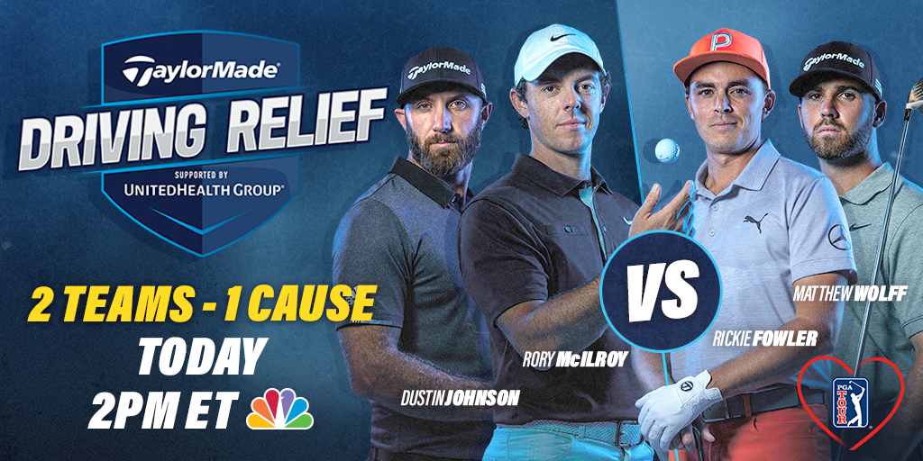 We're just four hours from the return of live golf 🏌️‍♂️🏌️‍♂️🏌️‍♂️🏌️‍♂️

Watch #DrivingRelief today at 2pm on NBC. Make a contribution to COVID-19 relief efforts here: PGATOUR.com/DrivingRelief