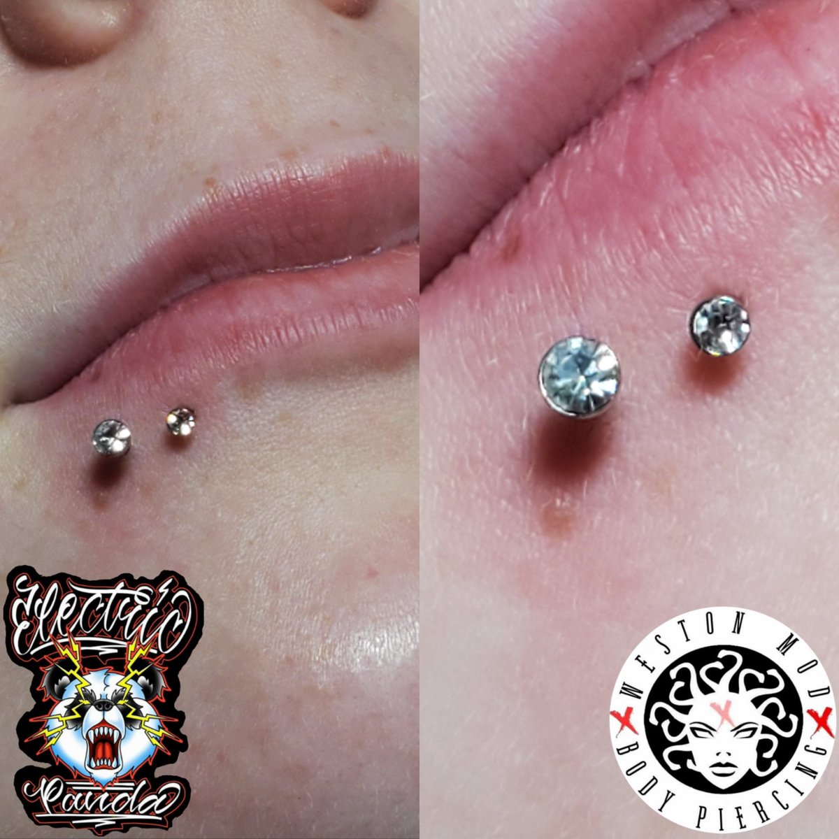 WestonMod's tweet image. Double lip piercings done with threadless titanium 
#westonmod