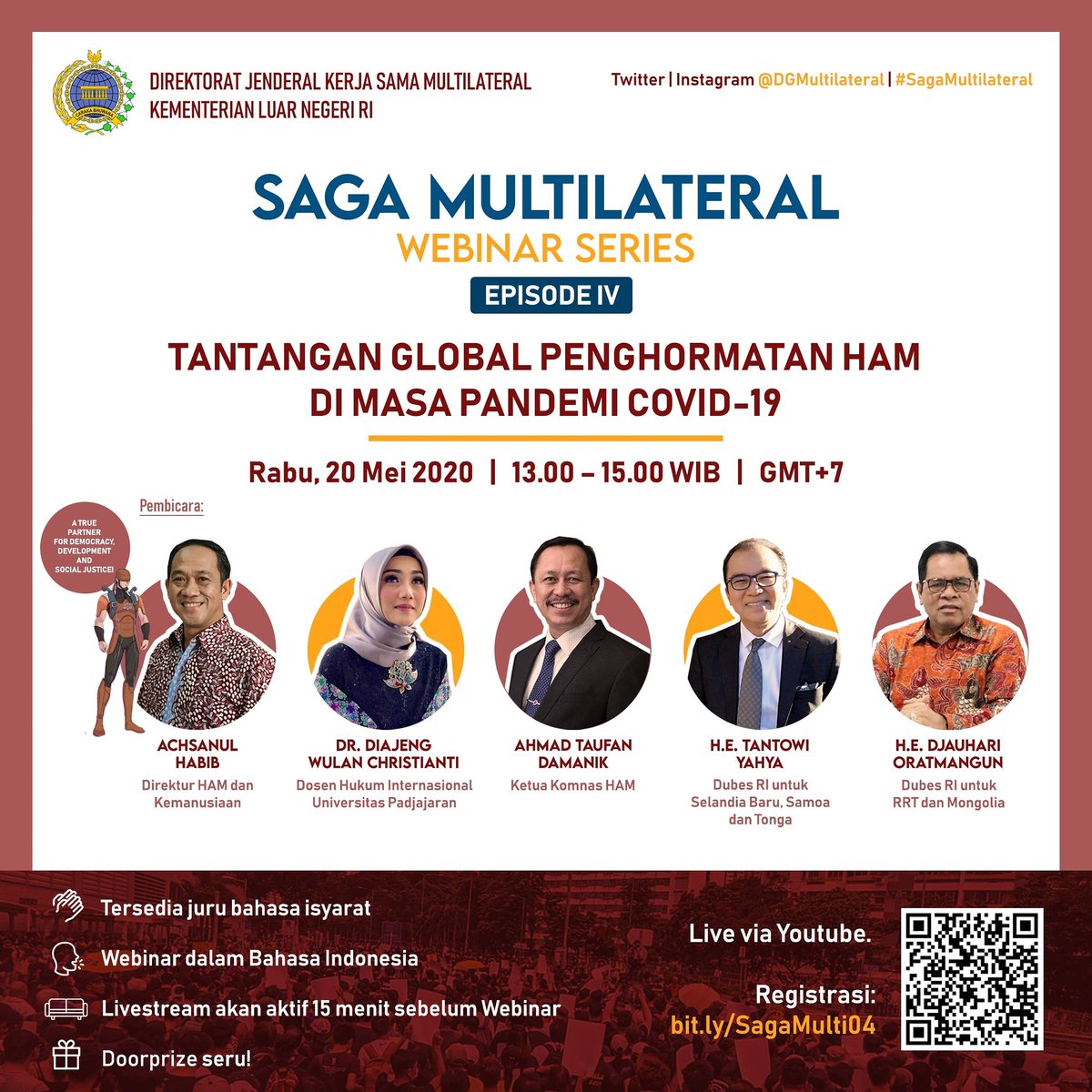 F_Ruddyard's tweet photo. Untuk menemani teman-teman #dirumahaja.
Berikut Episode ke-4 #SagaMultilateral Webinar Series. Jangan lupa mendaftar via tautan ini: https://t.co/ysI4UtJLO0
Untuk lihat 3 episode sebelumnya, bisa binge-watching di https://t.co/L6ElNigeB6 https://t.co/xVoluYQ6nd