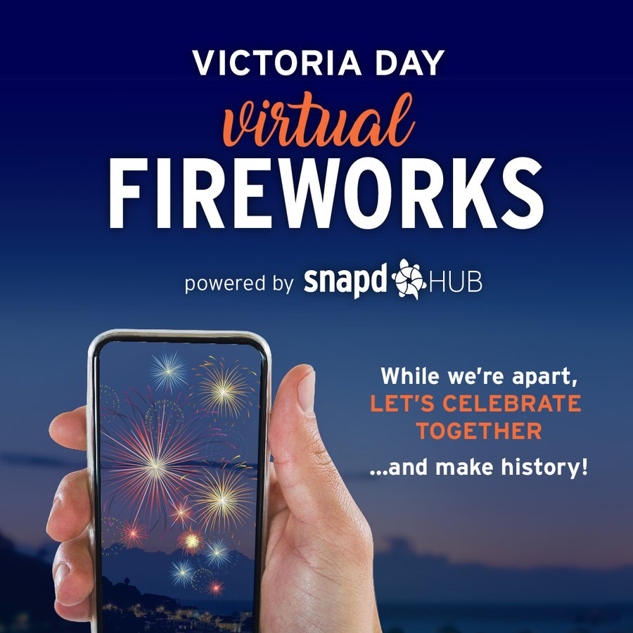 northdumfries's tweet photo. On Monday, May 18th at 8PM celebrate Victoria Day by viewing #virtualfireworks with the snapd HUB app. While we can’t all be together, we can share this common experience from our backyards, balconies or bedroom windows! Learn more: https://t.co/HvY5V812iR https://t.co/hAJgzMAO82