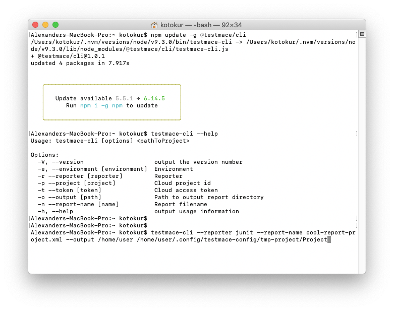 testmace_soft's tweet photo. Hello! 👋 We've released the new version of TestMace CLI 1.0.1! 🤓

The new version supports two options for Junit Reporter:

-o, --output [path] - Path to output report directory
-n --report-name [name] - Report filename

#TestMaceAPI https://t.co/JytGxYcXen
