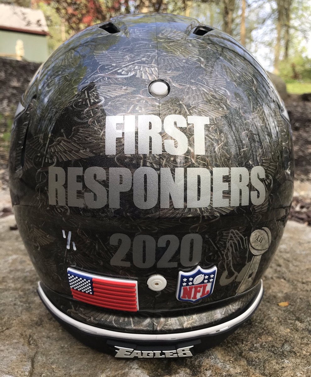 doz_oswald's tweet photo. @RealGlenMacnow not sure if u remember this print my daughter sent you a couple years ago but now we created a custom caduceus themed Eagles helmet for our first responders What u think? https://t.co/TZOnawVz8Z