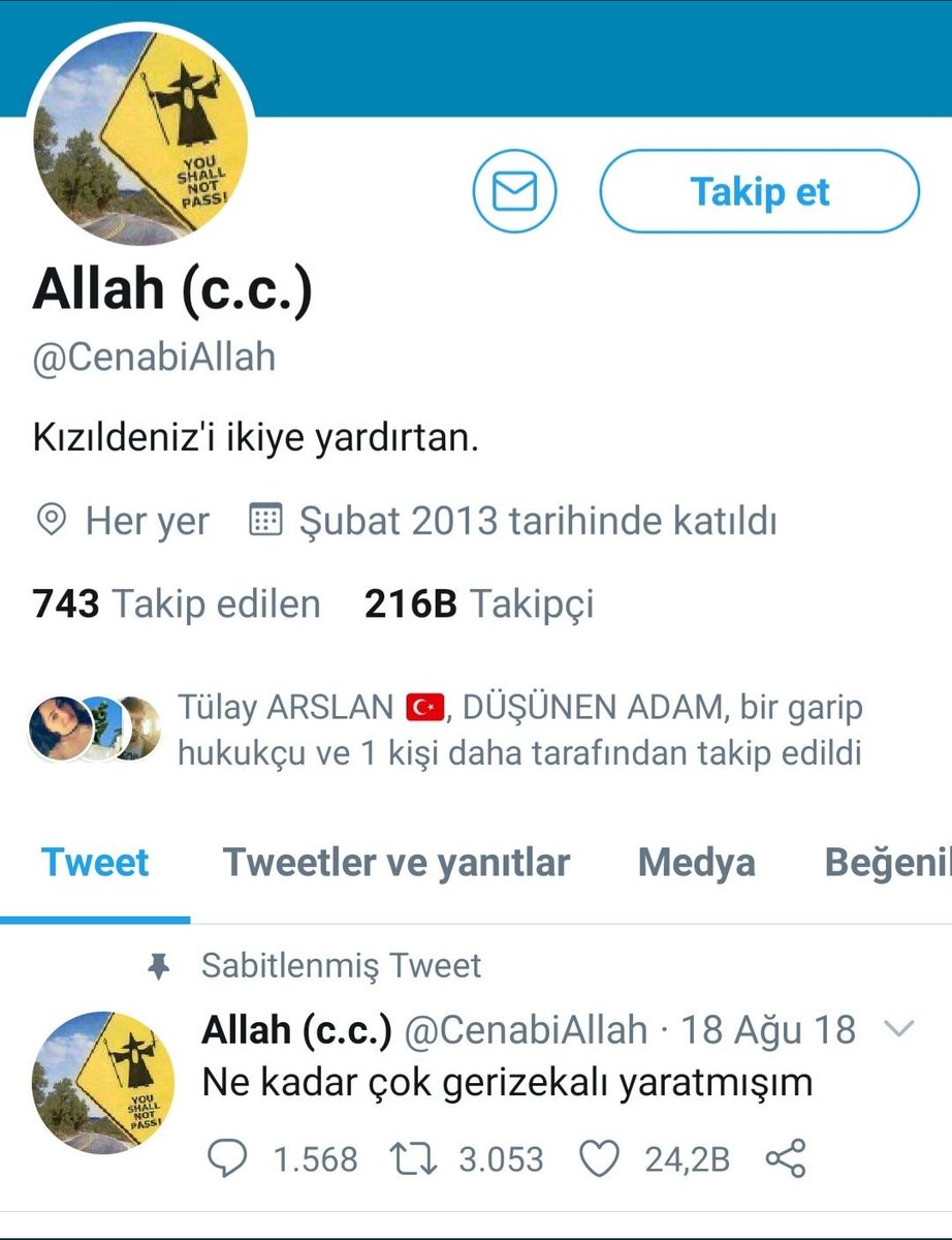 Şubat 2013'ten beri bu rezil sayfa yayında.

216 Bin kişi de takip ediyor. Evet 216 000 kişi!

Ve bu alçak mahlukat sayfasından açıkça Allah ile alay ediyor.

Bunca zamandir bu şerefsizin sayfası kapatılıp kendisi de içeri tıklamıyorsa yazıklar olsun.

Bin kere yazıklar olsun!
