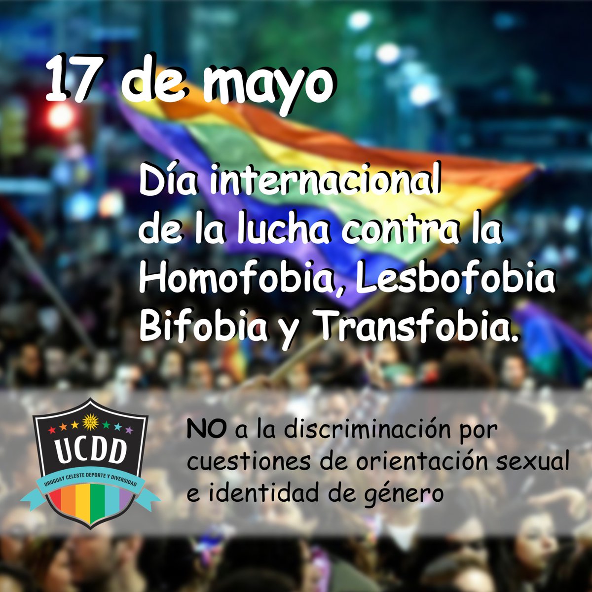 UCDD_Uy's tweet photo. 17 de mayo de 1990 la OMS elimina la homosexualidad de la lista de enfermedades mentales,por ello que a partir de 2005 la comunidad LGBT+ conmemora en esta fecha el Día Internacional contra la Homofobia, la Transfobia y la Bifobia.

✊"ROMPIENDO EL SILENCIO" 
#UCDD14años 
🇺🇾🏳️‍🌈💪 https://t.co/ReZXQlwydy