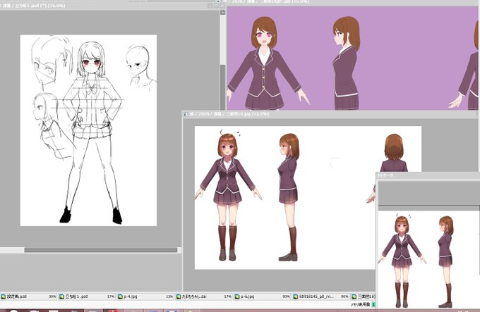 キャラデの練習
全然描けなくて吐きそうになってる
素体とか服とかむずいすぎる・・ 