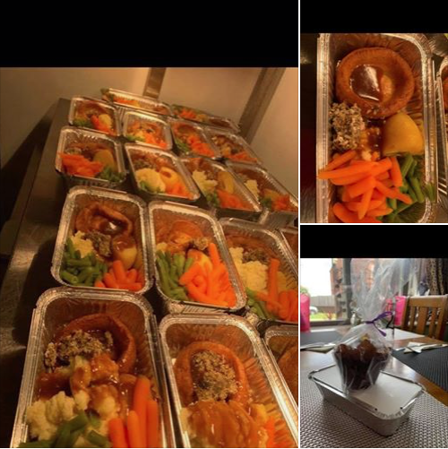 BrightBarlby's tweet photo. Todays meals ready for distribution earlier.  Home cooked Sunday lunch supplied by The New Inn on Howden Road #Barlby #Selby #CoronavirusCommunitySupport #CommunitySpirit #BarlbyBrightSupport https://t.co/3rL9nO2l8X
