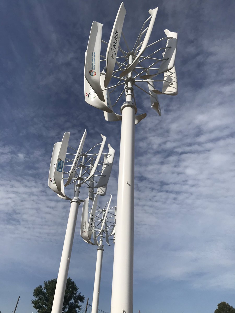 KliuxEnergies's tweet photo. New #KLiUX-Dragon, vertical axis wind turbines (#vawt), at water treatment plant (#EDAR-RiuSec) in #Sabadell city, #Catalonia, #Spain https://t.co/ZP2Rho0mCq