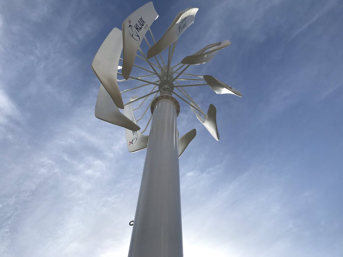 KliuxEnergies's tweet photo. New #KLiUX-Dragon, vertical axis wind turbines (#vawt), at water treatment plant (#EDAR-RiuSec) in #Sabadell city, #Catalonia, #Spain https://t.co/ZP2Rho0mCq