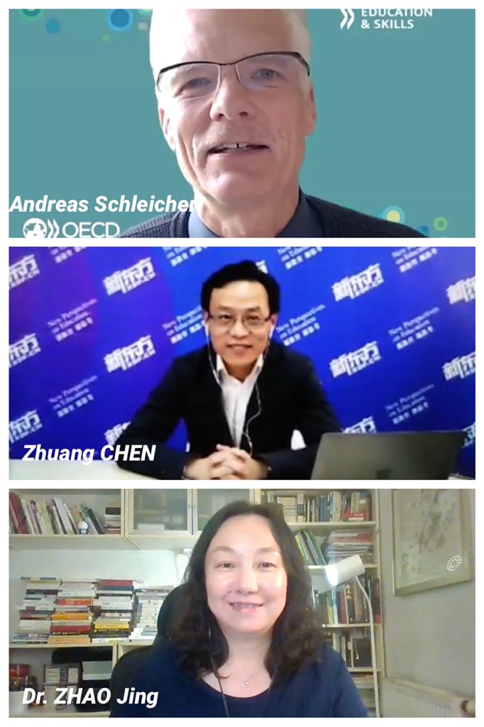 New Oriental (@neworientaledu) on Twitter photo New Oriental’s Director Mr. Zhuang Chen evaluates impacts on #education amidst #COVID19 with Mr. Andreas Schleicher <a href="/OECDEduSkills/">OECD Education</a> and Dr. ZHAO Jing from <a href="/CambridgeInt/">Cambridge International Education</a>. Tech in education is increasingly important, teachers should be more like coaches, mentors and facilitators. New Oriental’s Director Mr. Zhuang Chen evaluates impacts on #education amidst #COVID19 with Mr. Andreas Schleicher <a href="/OECDEduSkills/">OECD Education</a> and Dr. ZHAO Jing from <a href="/CambridgeInt/">Cambridge International Education</a>. Tech in education is increasingly important, teachers should be more like coaches, mentors and facilitators.