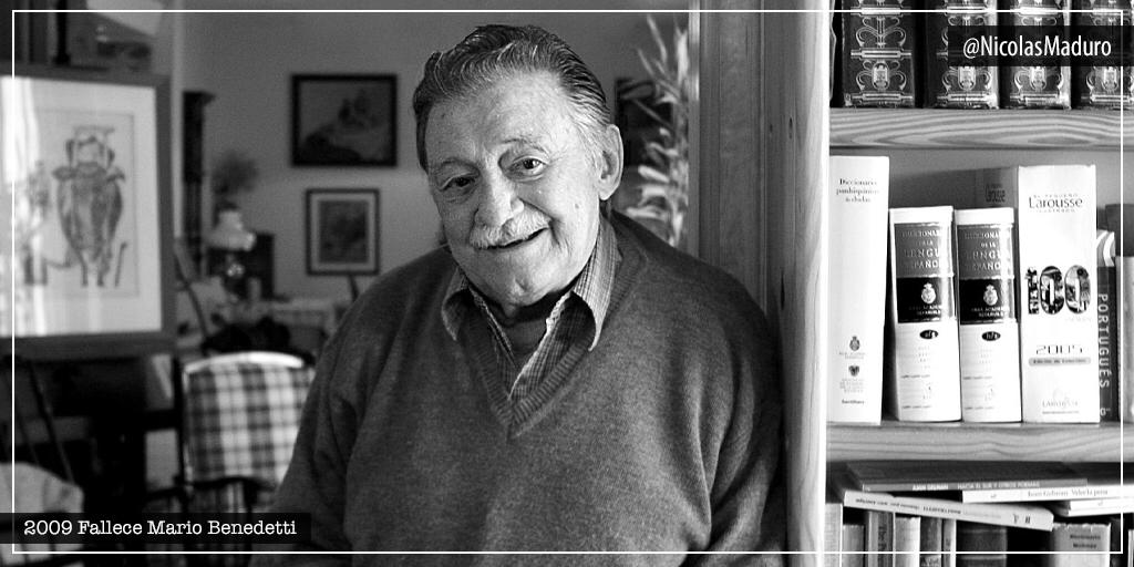 Conmemoramos 11 años del paso a la eternidad de nuestro maestro y amigo, Mario Benedetti. Poeta eterno, comprometido con las causas justas de la humanidad. Sus versos se convirtieron en el canto de esperanza, amor y alegría de los pueblos libres que hoy, le rinden homenaje.