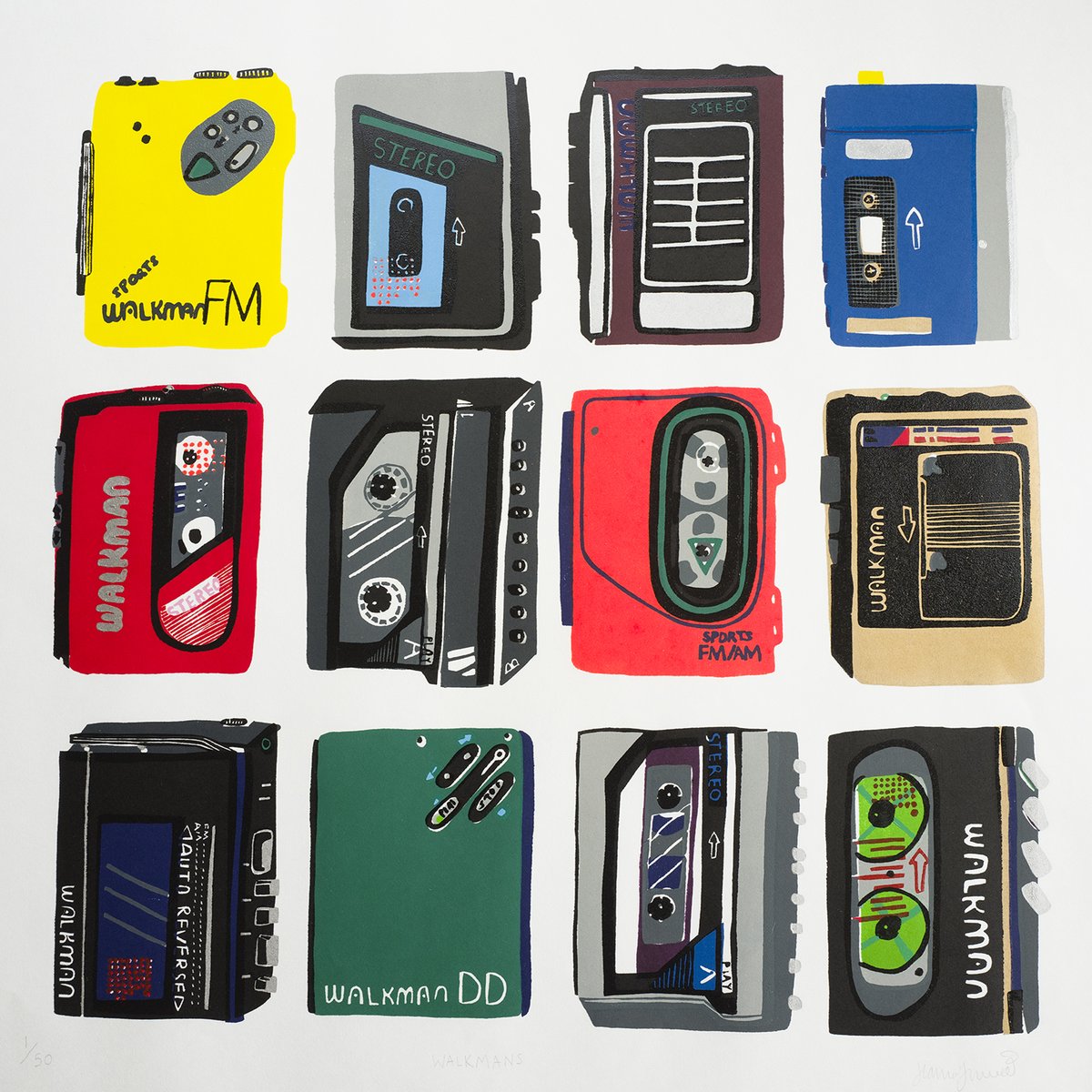 Walkmans linocut print, now listed up in my shop hannahforward.com/shop-1/walkman… #print #printmaking #walkman #sonywalkman #walkmansony #linocut #linoprint #limitededition #prints #contemporaryprint #contemporaryprintmaking #ukprintmakers