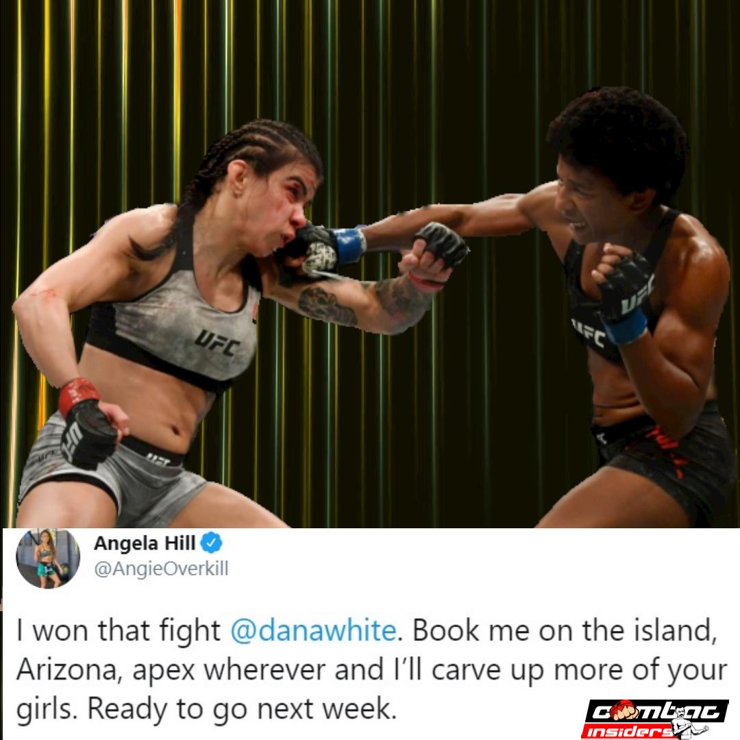knucklepedia's tweet photo. Did the judges take a victory away from @AngieOverkill ? What are your thoughts ? #ufcfl #ufcjax #mma #ufc #combatinsiders .
.
.
.
.
#fitness #gym #martialarts #grapling #bellator #grappling #juijitsu #wrestling #taekwondo #boxingtraining #bjj #motivation #training #muaythai https://t.co/ZyJxP2Ybya