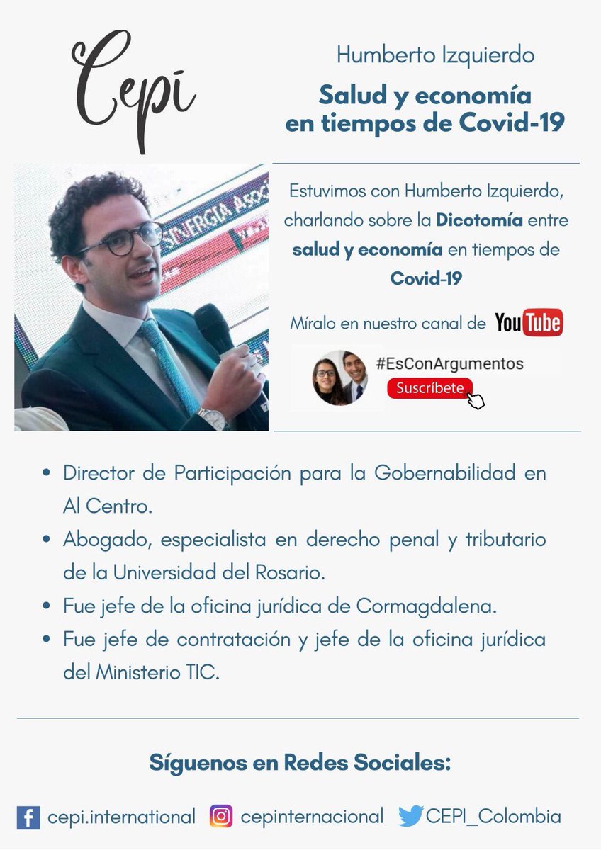 juanfalkonerth's tweet photo. ¡Gracias @hizquierdo4 por acompañarnos y compartir con @CEPI_Colombia y @Cepi_Espana tus conocimientos y experiencia, para hablar de la contratación pública en tiempos de #Covid_19 y la dicotomía entre salud y economía! 

Enlace del video: https://t.co/DYeEHw3ZBk 

#17DeMayo https://t.co/W5EpMlCFtu