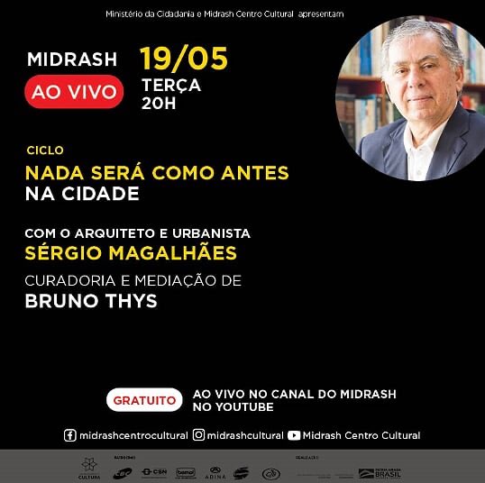 Se o espaço público é o espaço do convívio social, como se dará a ocupação das cidades a partir da pandemia? 
Sérgio Magalhães, presidente do Comitê Executivo do #UIA2021RIO, responde nessa terça-feira, às 20 horas. Não perca!
Acompanhe youtube.com/user/midrashmi…
#Arquitetura