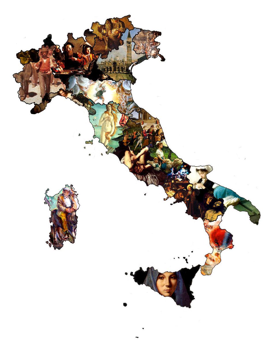 Allampino's tweet photo. Ogni regione italiana rappresentata da un dipinto o un affresco creato da un artista nato in quella regione: https://t.co/FJTRCqREmH