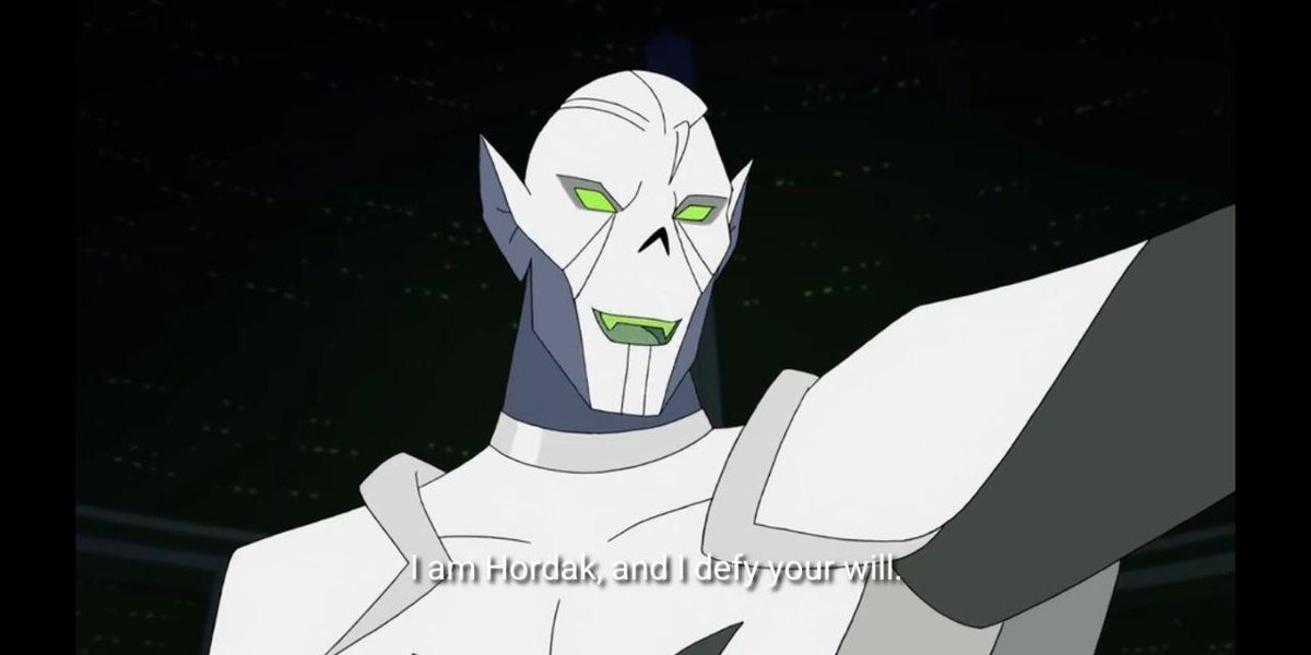 Hordak stood up against Prime, his creator and abuser, to protect Entrapta. He claimed his name back, his right to have a life of his own, a friend, a person he loves!