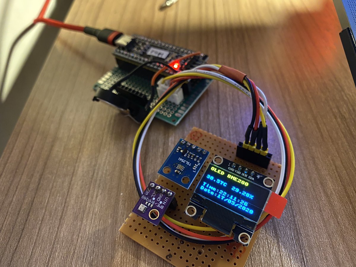 worrajak's tweet image. #STM32F411 OLED BME280 RTC MicroPython  สู่โลกใบใหม่ของการ coding 🤣🤣