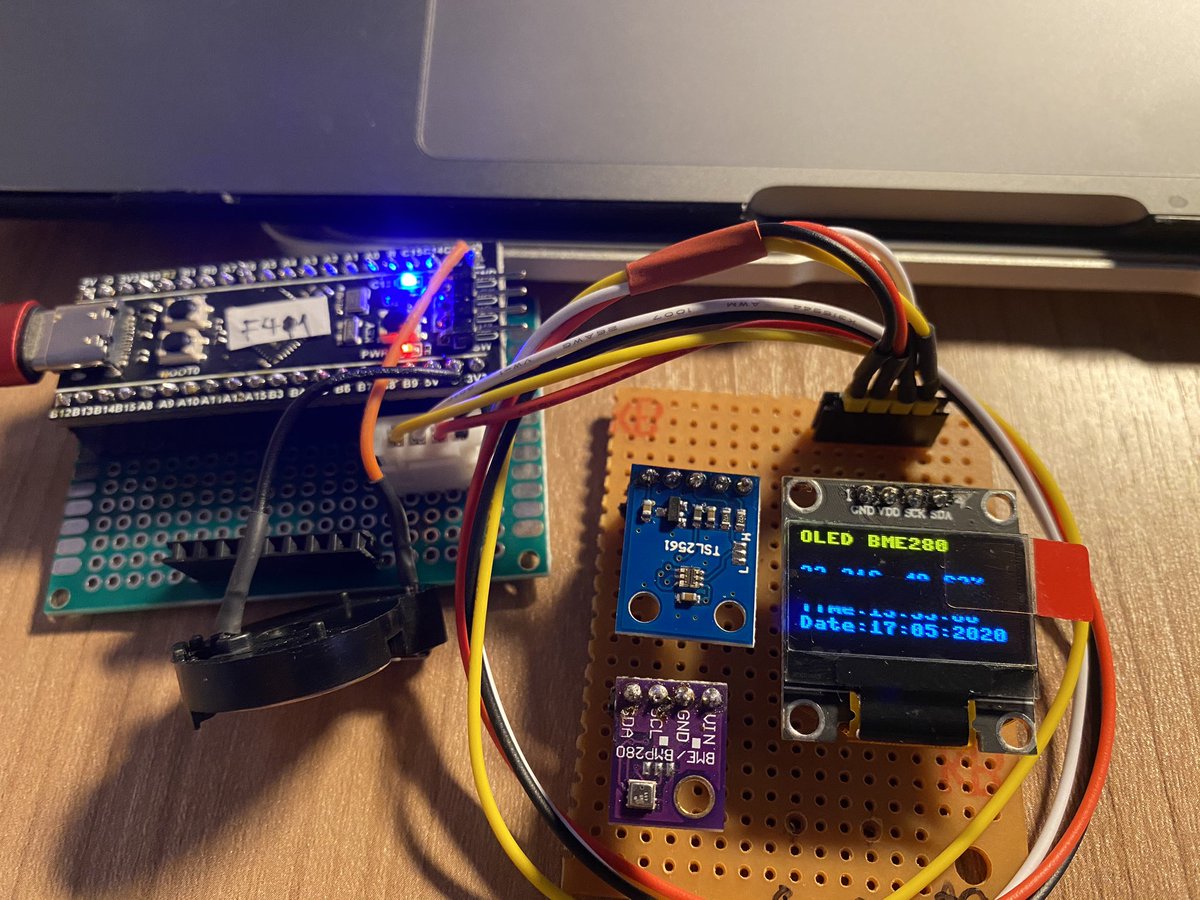 worrajak's tweet image. #STM32F411 OLED BME280 RTC MicroPython  สู่โลกใบใหม่ของการ coding 🤣🤣